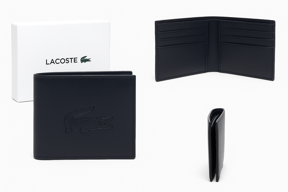 Dark blue Lacoste wallet multiple views
